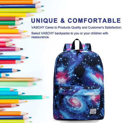School Backpack for Kids, VASCHY Lightweight Water Resistant Casual Schoolbag Daypack for Men Women Teen Boys Girl Bookbag
