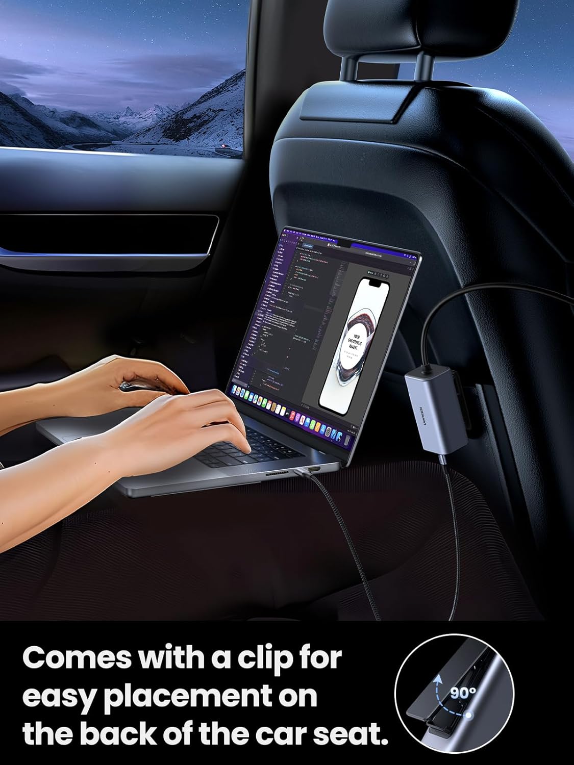 UGREEN 150W Car Charger, PD 3.1 140W USB C Fast Charger 4 Ports Fast Charging Car Adapter Compatible with Dell XPS, MacBook Air, iPad Pro, iPhone 16 15 Pro Max, Galaxy S25 S24 Ultra