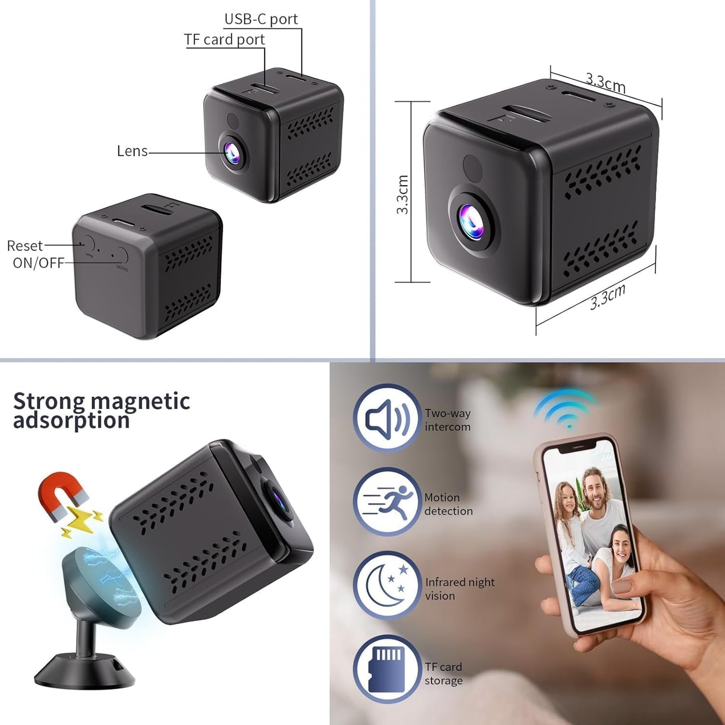 OBEST Mini Camera 1080P HD, Wireless Home Indoor Outdoor Security Camera, Small Nanny Cam House Office Cameras Mobile Phone APP Remote, Long Battery Life with Motion Detector and Night Vision