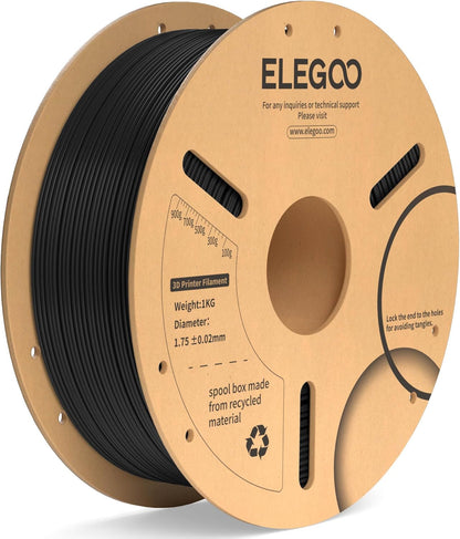 ELEGOO PLA+ Filament 1.75mm Black 4KG, PLA Plus 3D Printer Filament, Dimensional Accuracy +/- 0.02 mm, Tough & High Strength, Fit for Most FDM Printers(1KG/Spool, 2.2 lbs)
