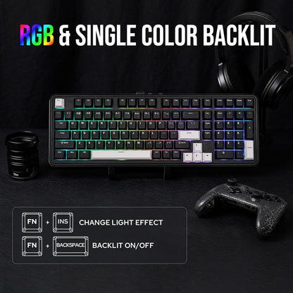 EPOMAKER TH99 Tri-Mode Wireless Mechanical Keyboard with 8000mAh Battery, Hot Swappable Custom RGB Gaming Keyboard with Numpad, Gasket Creamy for PC/Mac/Office (Blue&White)