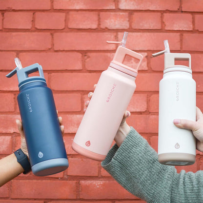 GROSCHE Alpine Flip 'N Sip 16oz Insulated Water Bottle - Stainless Steel, Leakproof Flask with Straw - Perfect for Gym, Travel, Sports & Outdoor Use, Canadian Brand! - 16 fl. oz, Scuba Blue