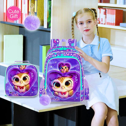 3pcs Backpack for Boys and Girls, 16” Kids Kindergarten Bookbag with Lunch Box, Cute Elementary Backpacks for Boy Girl