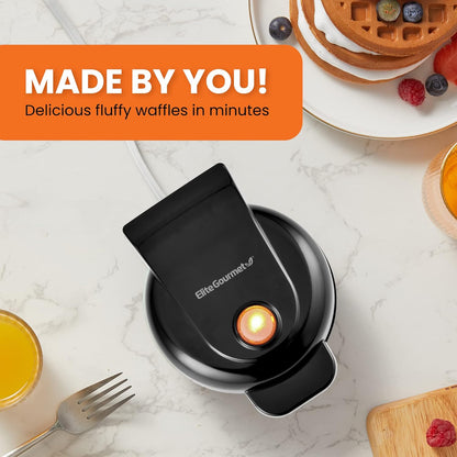 Elite Gourmet EWM015M Electric Nonstick Mini Waffle Maker, Belgian Waffles, Compact Design, Hash Browns, Keto, Snacks, Sandwich, Eggs, Easy to Clean, Mint
