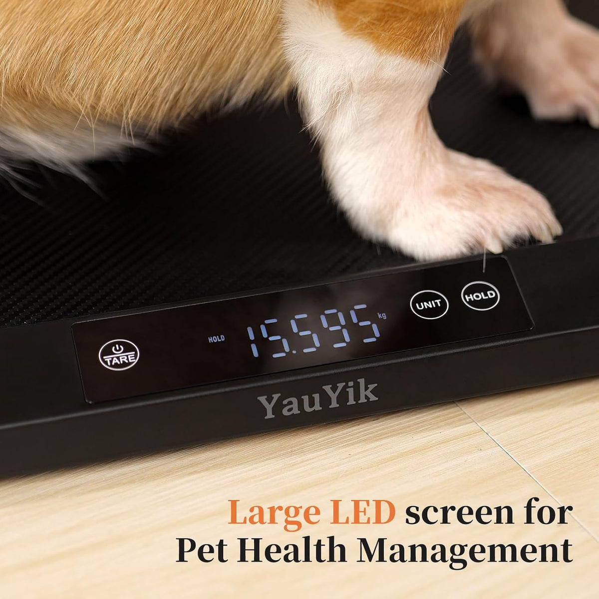 YAUYIK Digital Pet Scale, Baby Scale with Non-Slip Mat, Up to 88lb, Black