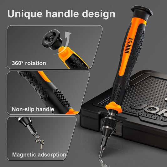 JOREST 38-Piece Precision Screwdriver Set S2 Steel, Magnetic Security Bit Repair Tool Kit with Torx, Triwing & Pentalobe - PuriLite