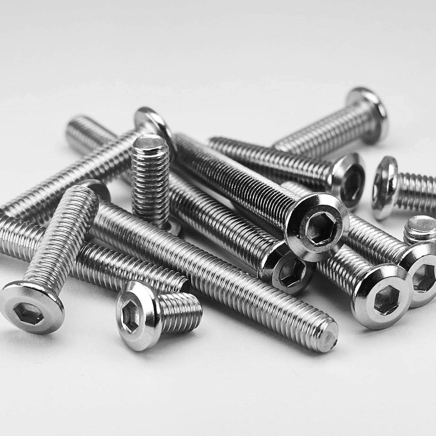 M8 x 16mm 20 PCS Flat Head Hex Socket Cap Screws Bolt, Furniture Bolts, 304 Stainless Steel 18-8, Full Thread (with Hex Spanner)