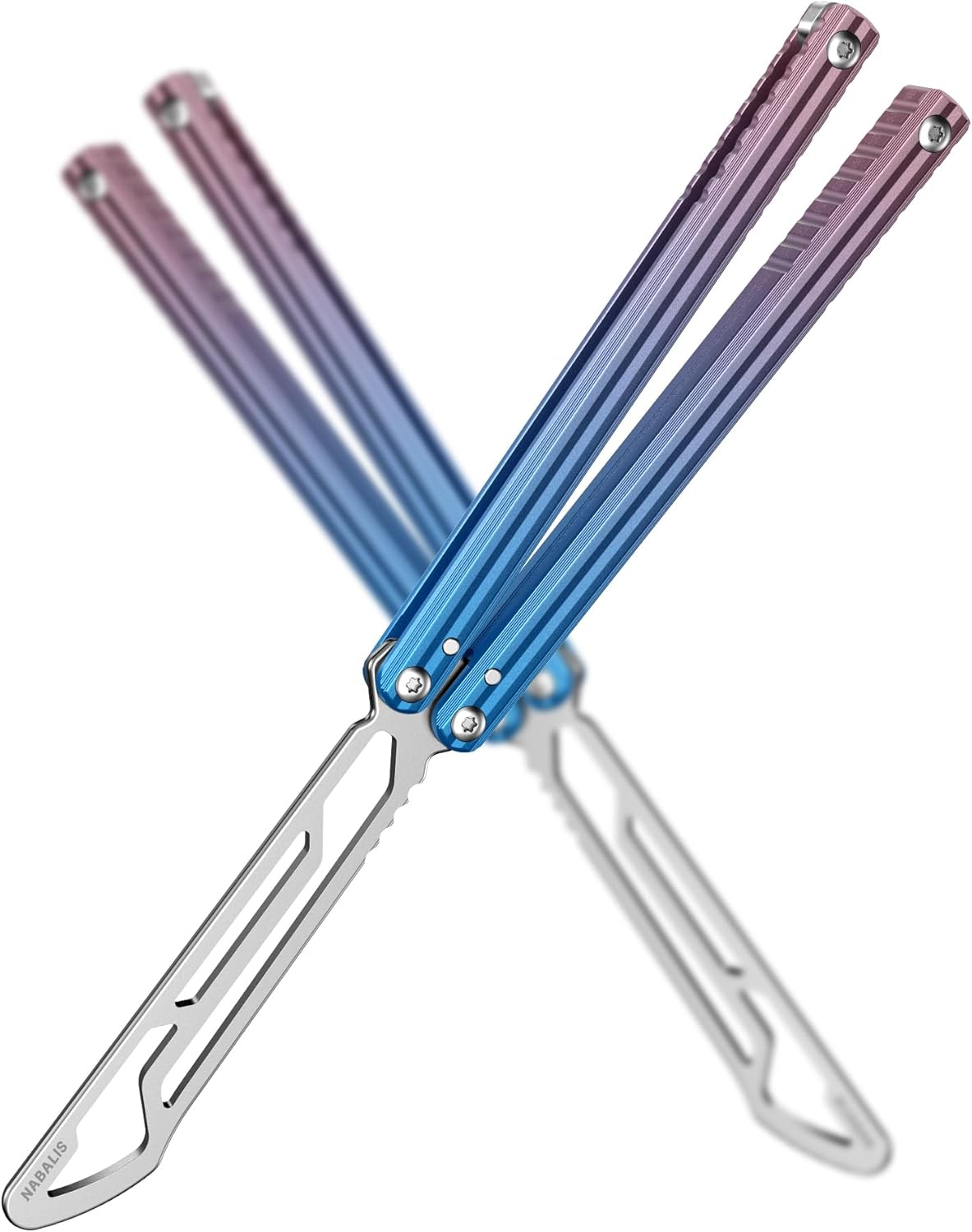 Nabalis Impulse Butterfly Knife Balisong Trainer for Practicing Flipping, Blunt Practice, No Edge Tool，Lightweight，Blue