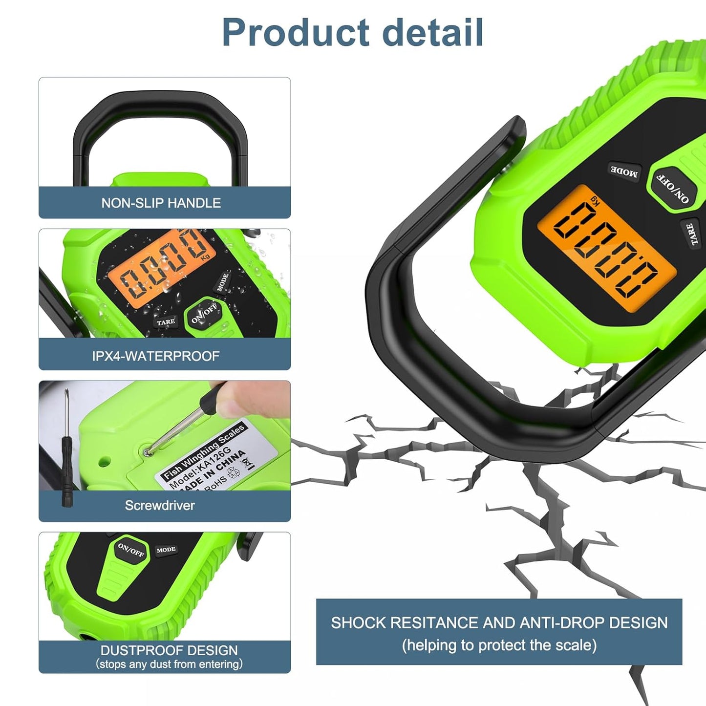 Ankilo Upgraded Fishing Scale, 110lb/50kg Digital Hanging Scale, High-Precision Sensor Fishing Scale with Lip Gripper, LCD Backlit Display, Tape Measure, Fish Weighing Scales for Outdoor Fishing