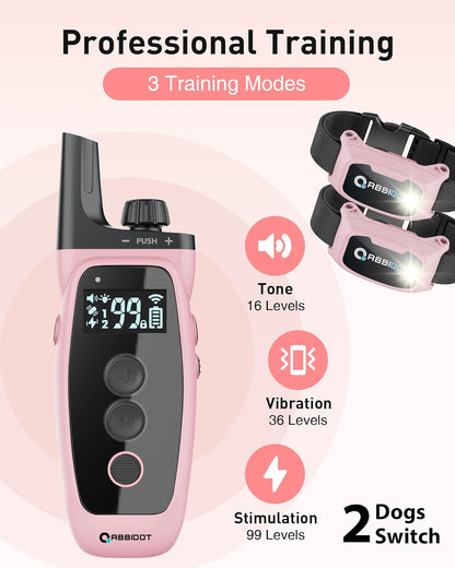 ABBIDOT Shock Collar, 3300Ft Dog Training Collar, 5 Training Modes Dog Shock Collar with Remote, Waterproof Rechargeble Security Lock E Collar for Small Medium Large Dogs
