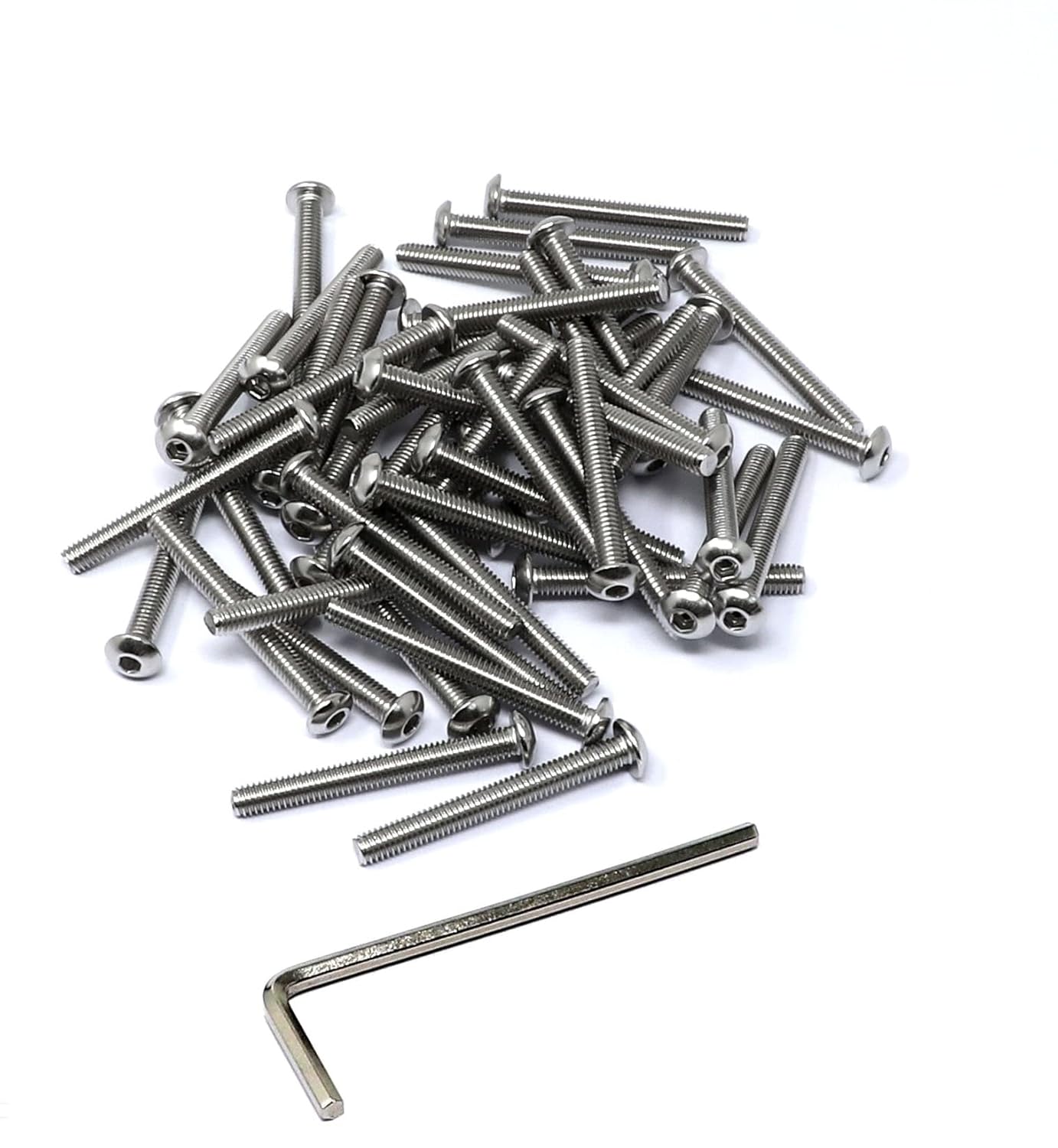 iexcell 50 Pcs M6 x 20mm Thread Pitch 1 mm Stainless Steel 304 Hex Socket Button Head Cap Screws Bolts Kit