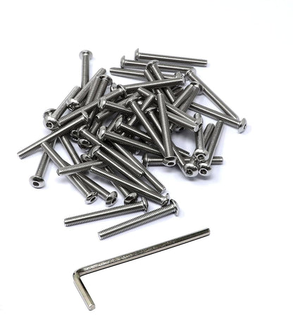 iexcell 50 Pcs M6 x 20mm Thread Pitch 1 mm Stainless Steel 304 Hex Socket Button Head Cap Screws Bolts Kit
