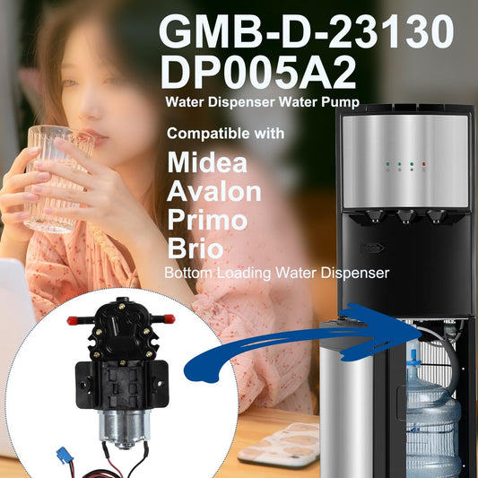 GMB-D-23130 Water Pump Compatible with Midea Avalon Primo Brio Water Dispenser 1.2L/min DC12V, Replaces DP005A2 MO-12265 Bottom Loading Bottled Water Cooler Dispenser