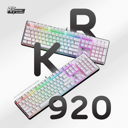 RK ROYAL KLUDGE RK920 Full Size Mechanical Keyboard, Rainbow Backlit Gaming Keyboard, 104 Keys Wired Mechanical Keyboard with Number Pad, Tactile Brown Switch
