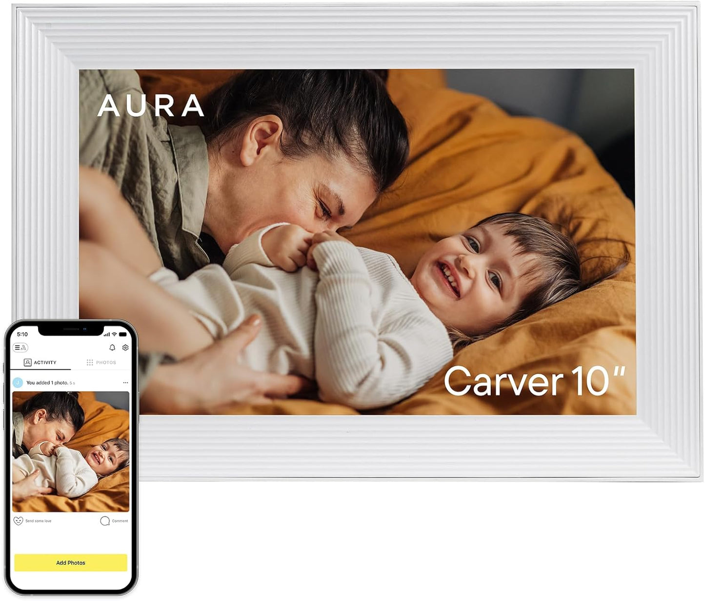 Aura Aspen 12" Digital Photo Frame - Black with Paper Mat