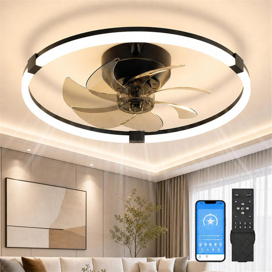 20 Inch Fandelier Ceiling Fan with Lights and Remote Black