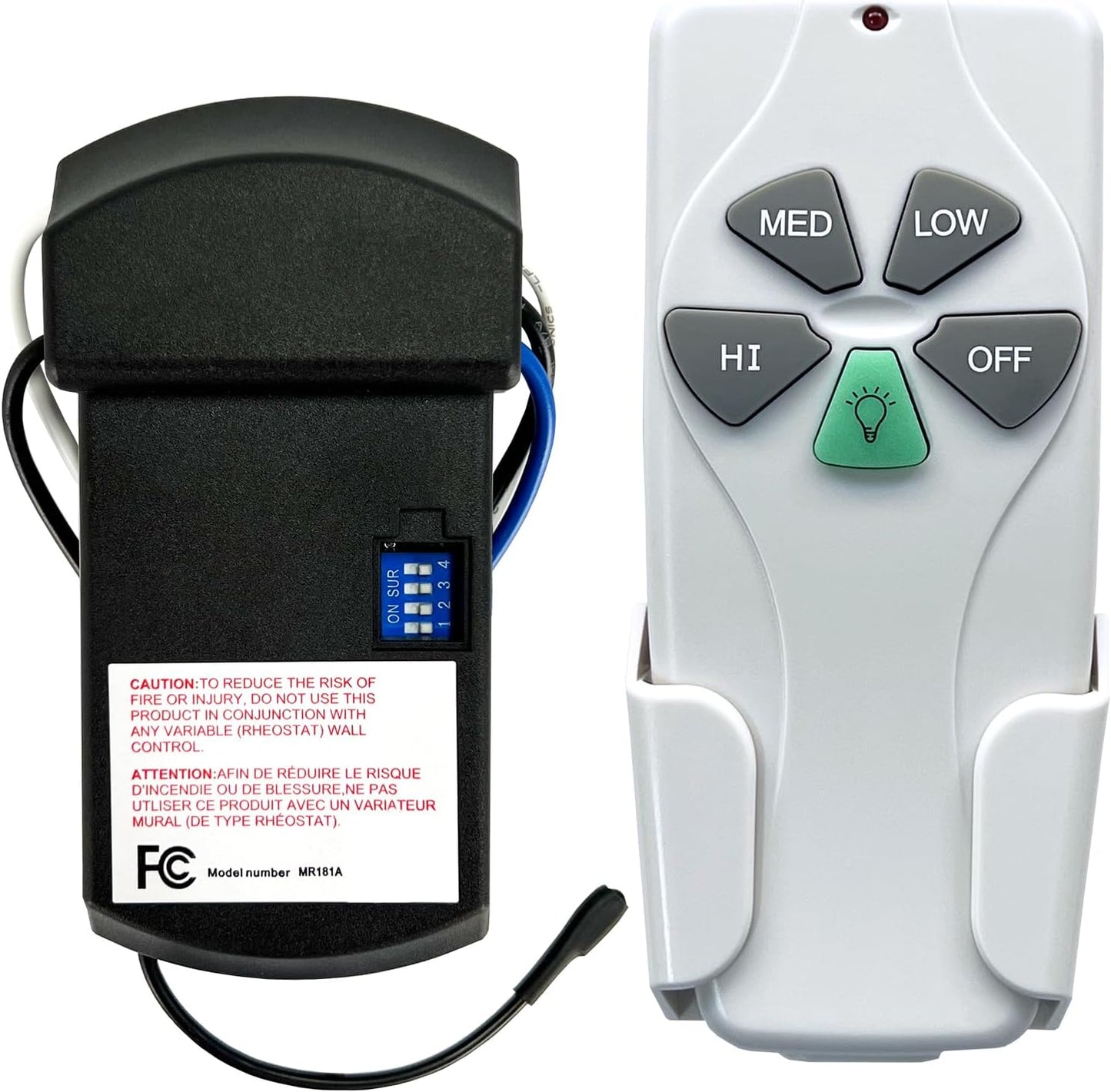 YukiHalu Universal Ceiling Fan Remote Control Kit, 3 Fan Speeds and Light Dimmer, for Hunter Harbor Breeze Westinghouse Honeywell and Others