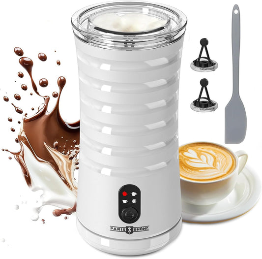 Paris Rhône Milk Frother, 4-in-1 Milk Steamer and Frother, Hot & Cold Foam Milk Warmer with Temperature Control
