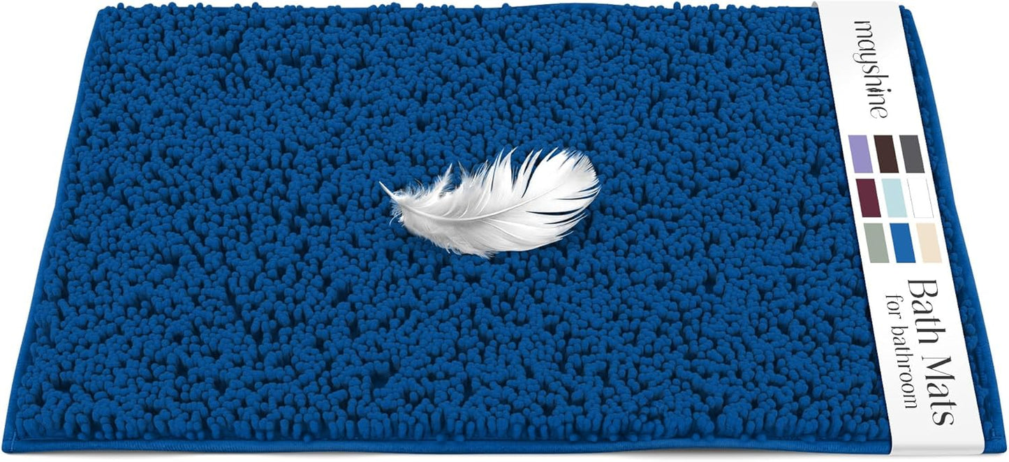 Soft Plush Chenille Bathroom Rug, Absorbent Microfiber Bath Mat, Machine Washable, Non-Slip Grip, Quick-Dry, Thick Shag Carpet Great for Bath, Shower Floor, Bedroom, or Door Mat (Beige, 17x24)