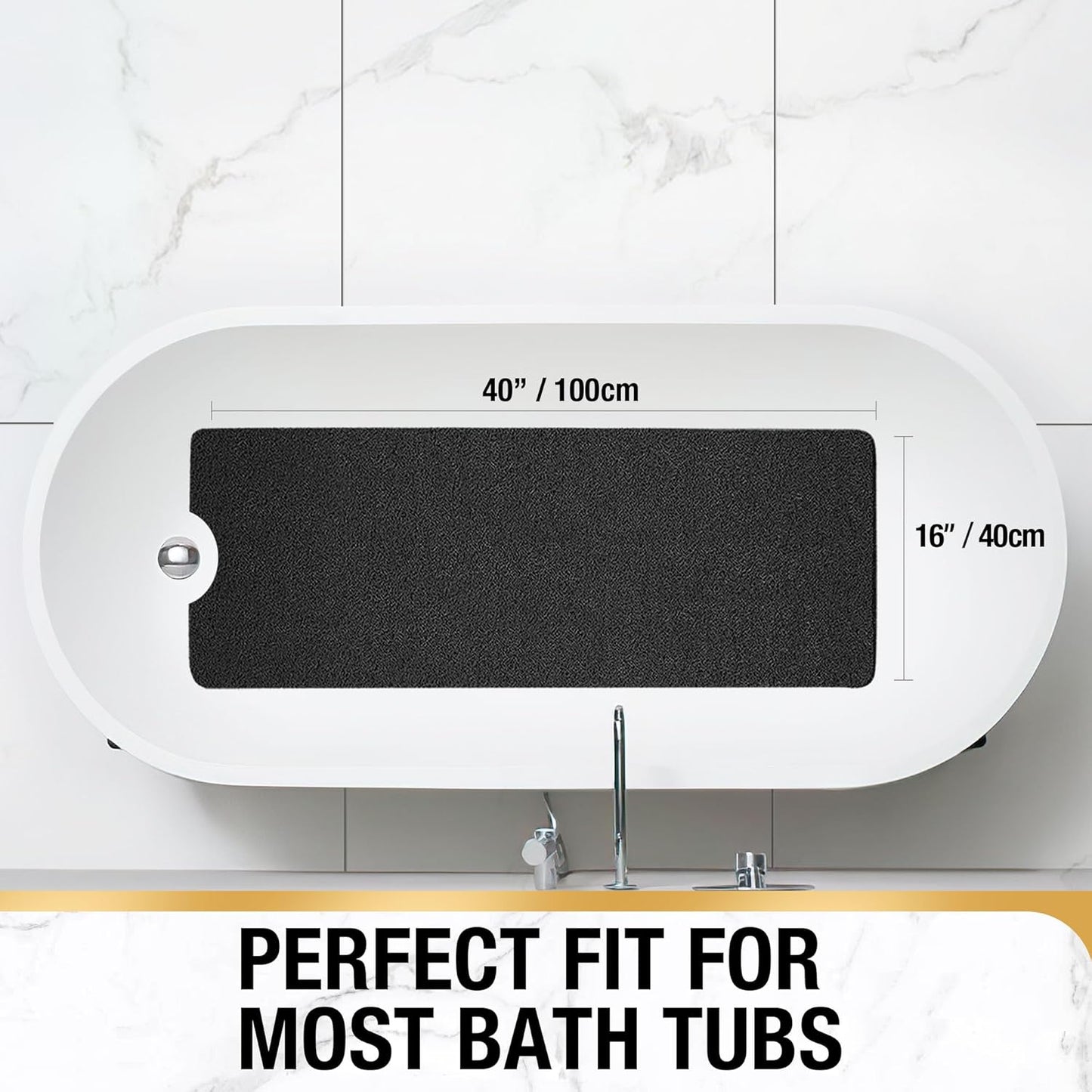 HITSLAM Shower Mat Non Slip, 24 x 16 Inch Bathtub Mat Non Slip with Drain, Soft PVC Loofah Bath Mat for Tub, Quick Drying Bathroom Shower Mat, Grey