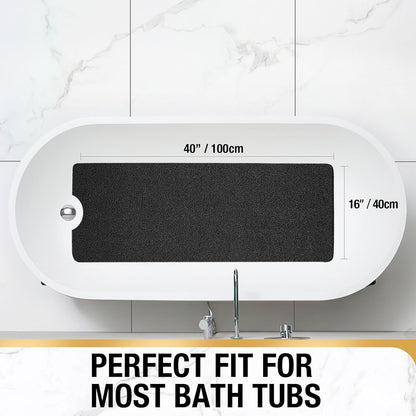 HITSLAM Shower Mat Non Slip, 24 x 16 Inch Bathtub Mat Non Slip with Drain, Soft PVC Loofah Bath Mat for Tub, Quick Drying Bathroom Shower Mat, Grey