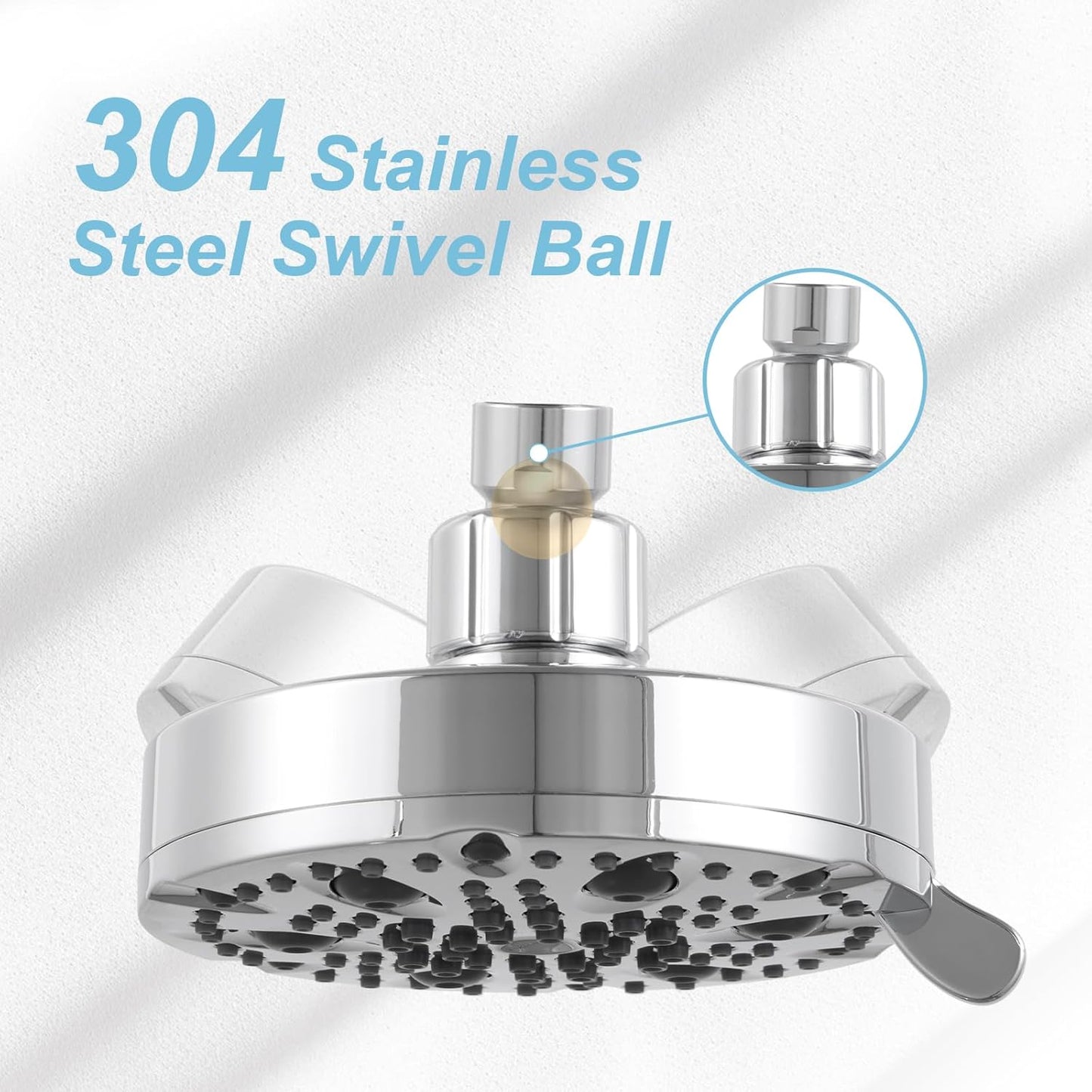 OFFO Shower Head, High Pressure Shower Head with Pause Mode, 9 Mode Fixed Showerheads for Strong Water Flow & Relaxing Shower Experience,Brushed Nickel