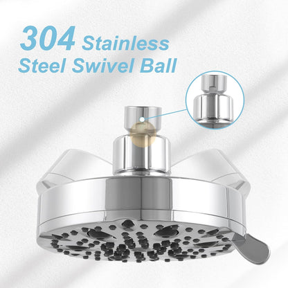 OFFO Shower Head, High Pressure Shower Head with Pause Mode, 9 Mode Fixed Showerheads for Strong Water Flow & Relaxing Shower Experience,Brushed Nickel