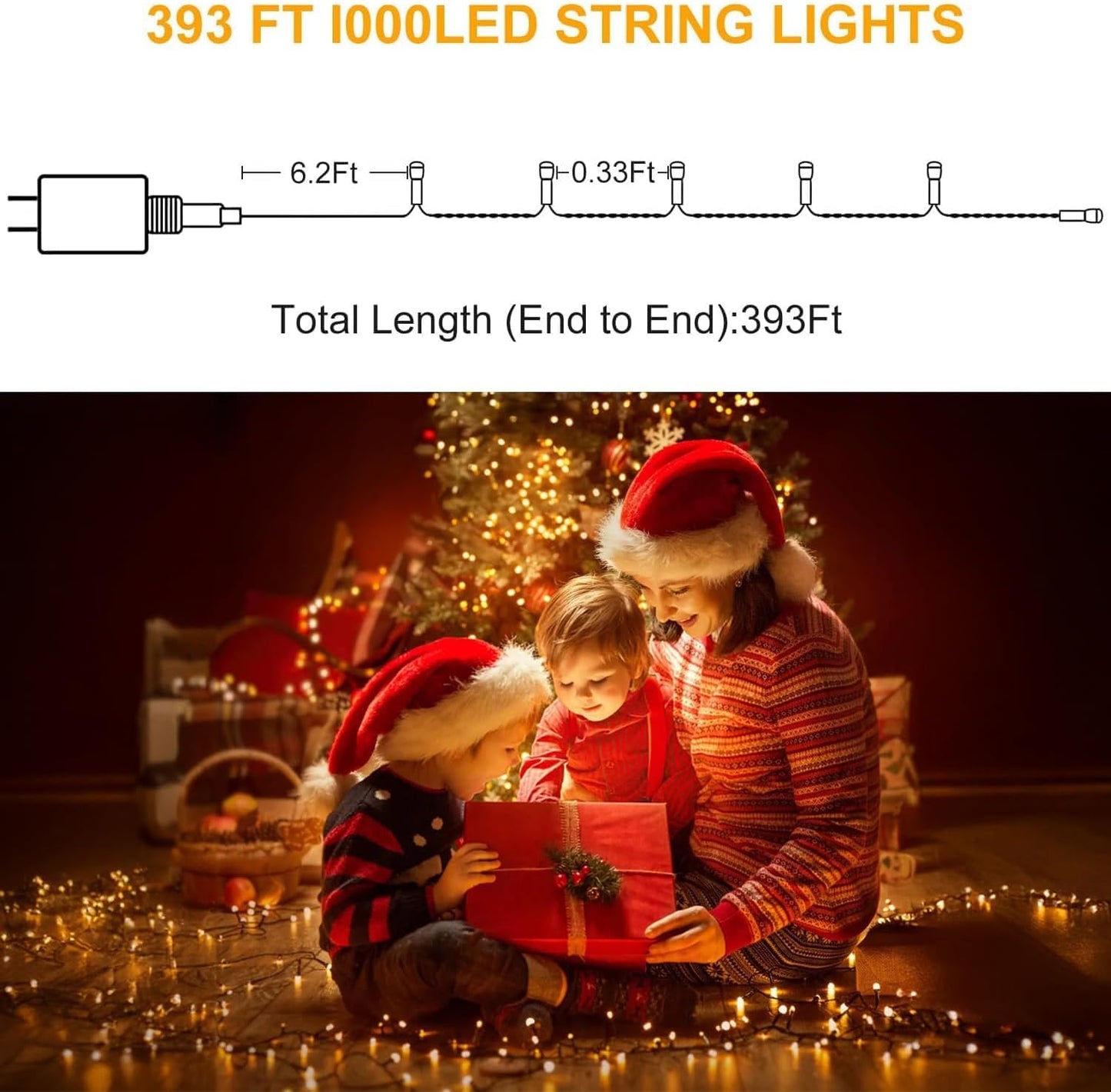 Haili Halloween Lights Outdoor, 105 FT 300 LED Halloween String Lights with Memory Function, Plug in 8 Mode String Lights for Halloween,Christmas,Party, Patio, House Decoration (Purple Orange)