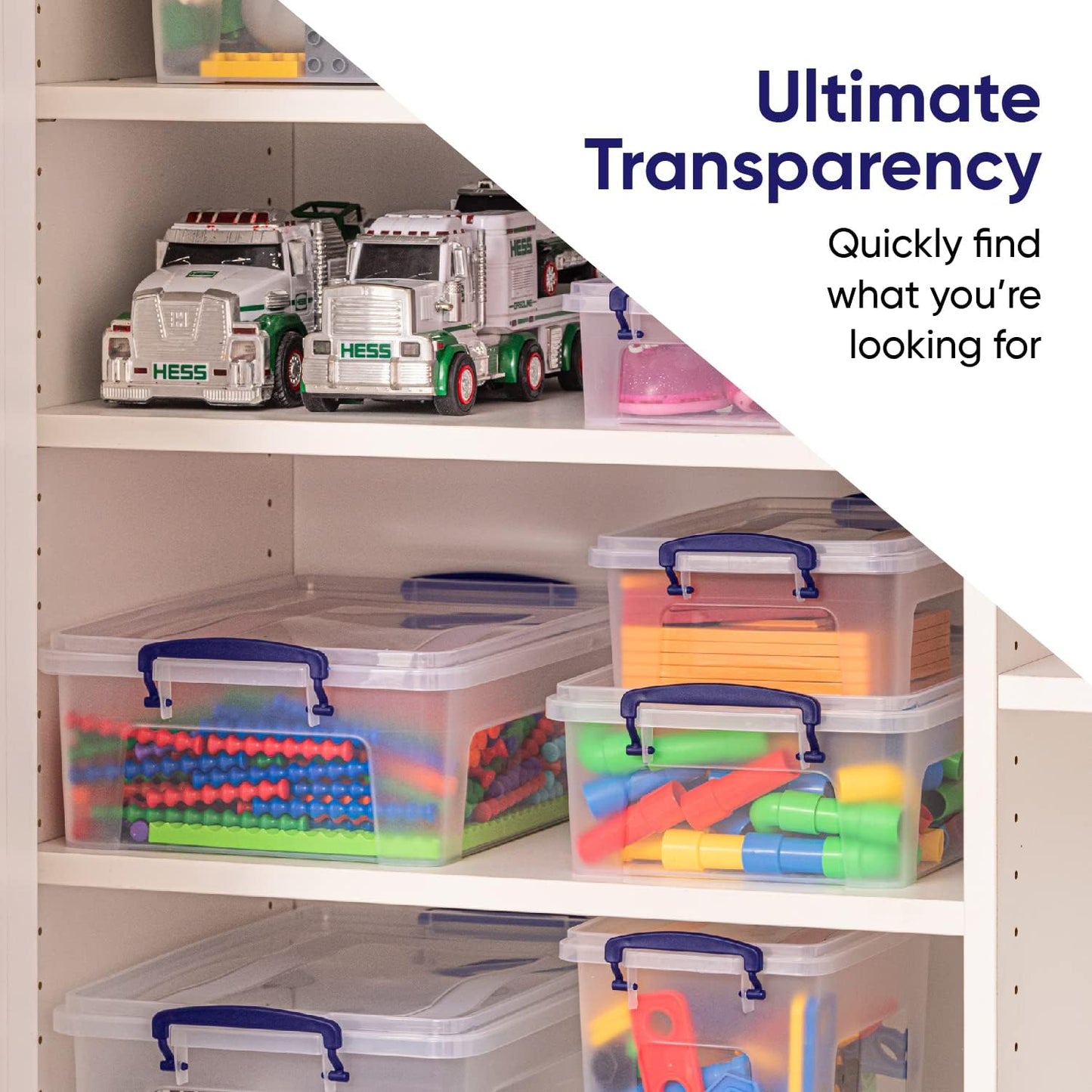 Superio Storage Bins with Lids- 3 Pack, 1.85 Qt Clear Boxes for Organizing, Stackable Plastic Containers- BPA Free, Non-Toxic, Odor Free, Organizer for Home, Office, Dorm