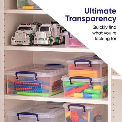 Superio Storage Bins with Lids- 3 Pack, 1.85 Qt Clear Boxes for Organizing, Stackable Plastic Containers- BPA Free, Non-Toxic, Odor Free, Organizer for Home, Office, Dorm