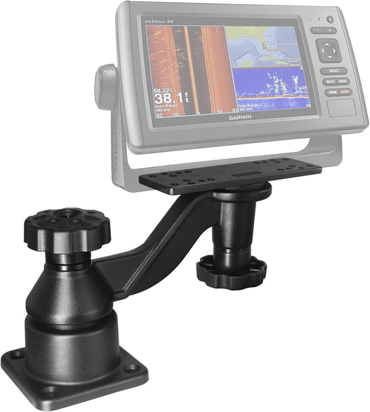 WINDFRD Aluminium Fish Finder & Chartplotter Mount, Reinforced Horizontal Swing Arm Marine Electronic Mount for 5" to 12" Screens, Compatible with Garmin, Lowrance, Humminbird and More Depth Finder