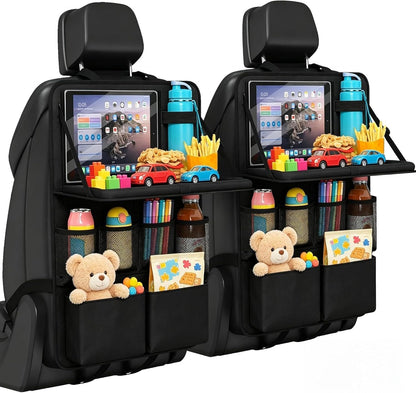 Palopalo 2Pack Car Seat Organiser with Fold Down Tray&Tablet Holder (Black)