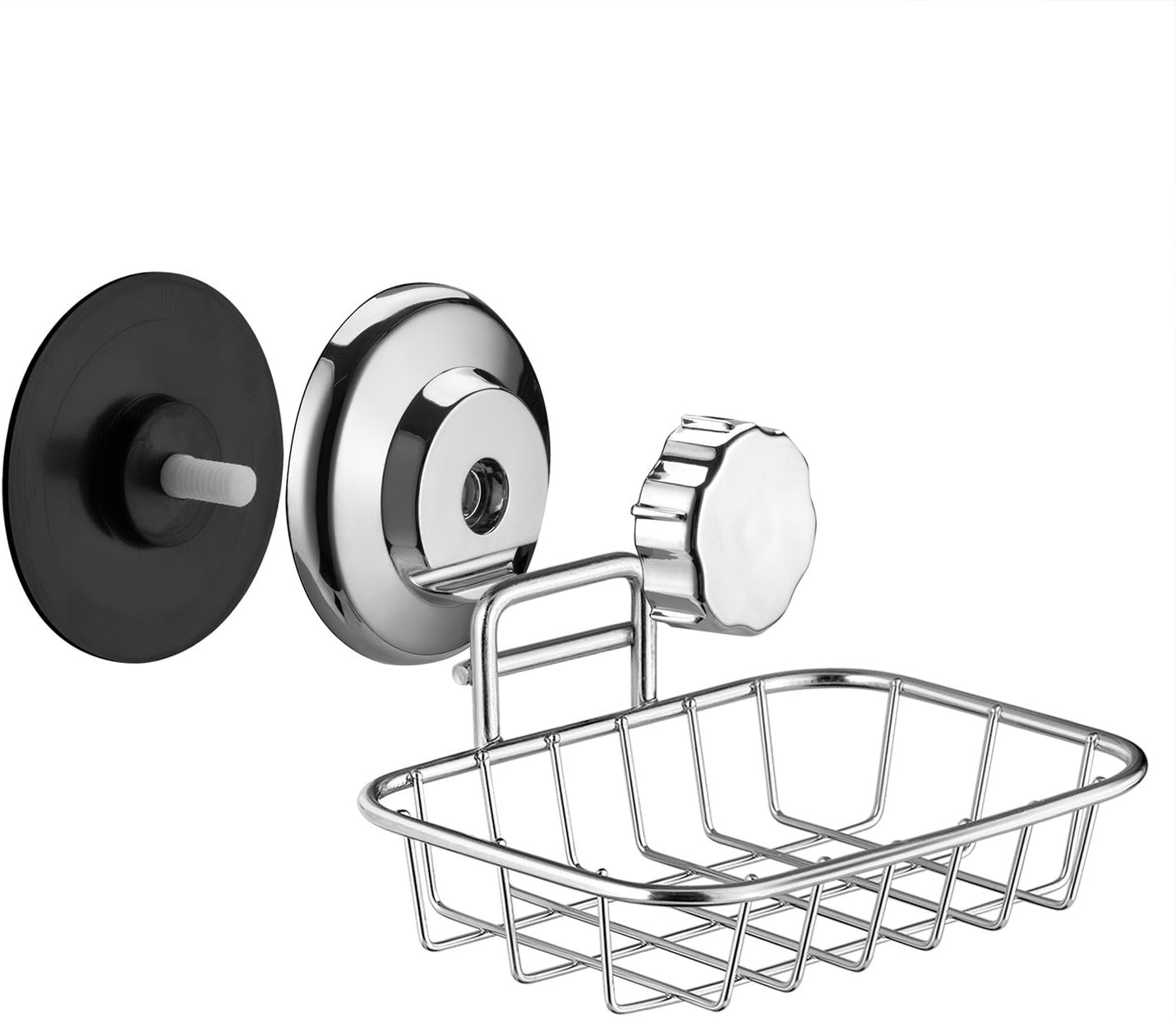 SANNO Vacumn Suction cups Shower Caddy Soap Dish Double Bath Hook-Bath Organizer Kitchen Storage Basket for Shampoo, Conditioner, Soap- Anti Rust stainless steel (set of 3)