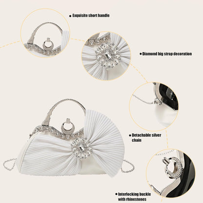 Buric Clutch Purses for Women Rhinestone Evening Handbag Bridal Wedding Prom Purse Formal Party Bow Tie Clutch for Women