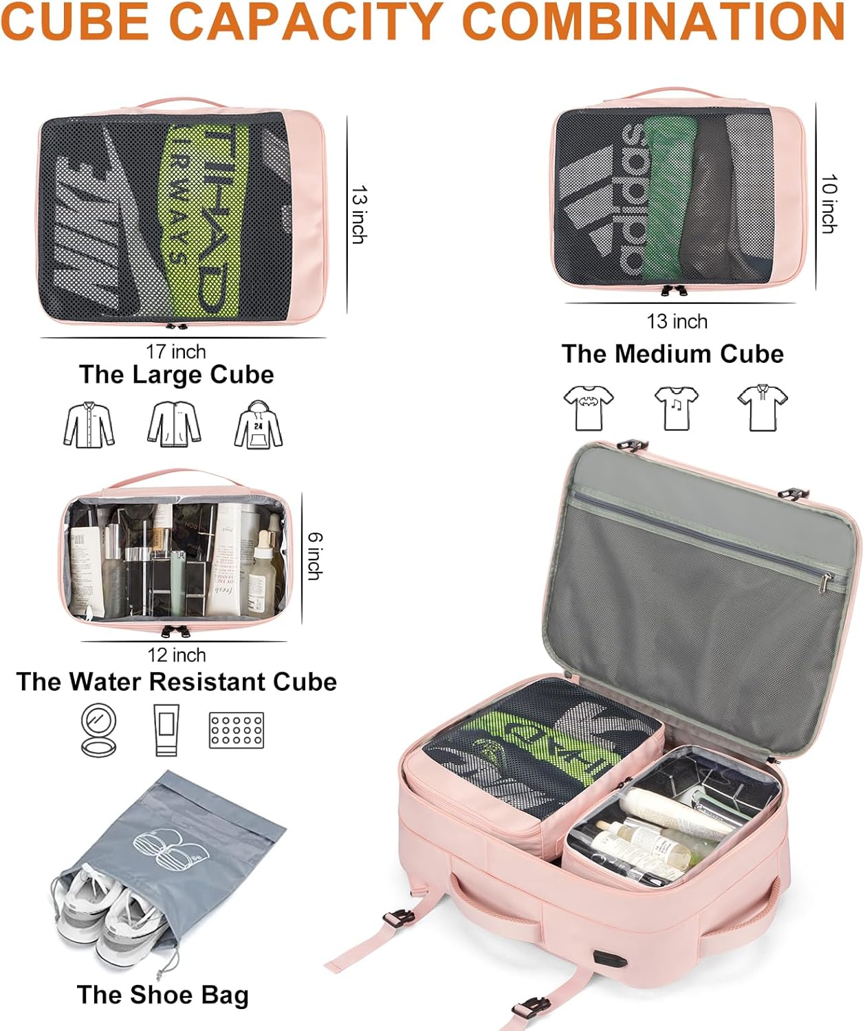 Lumesner Carry on Backpack, Extra Large 40L Flight Approved Travel Backpack for Men & Women