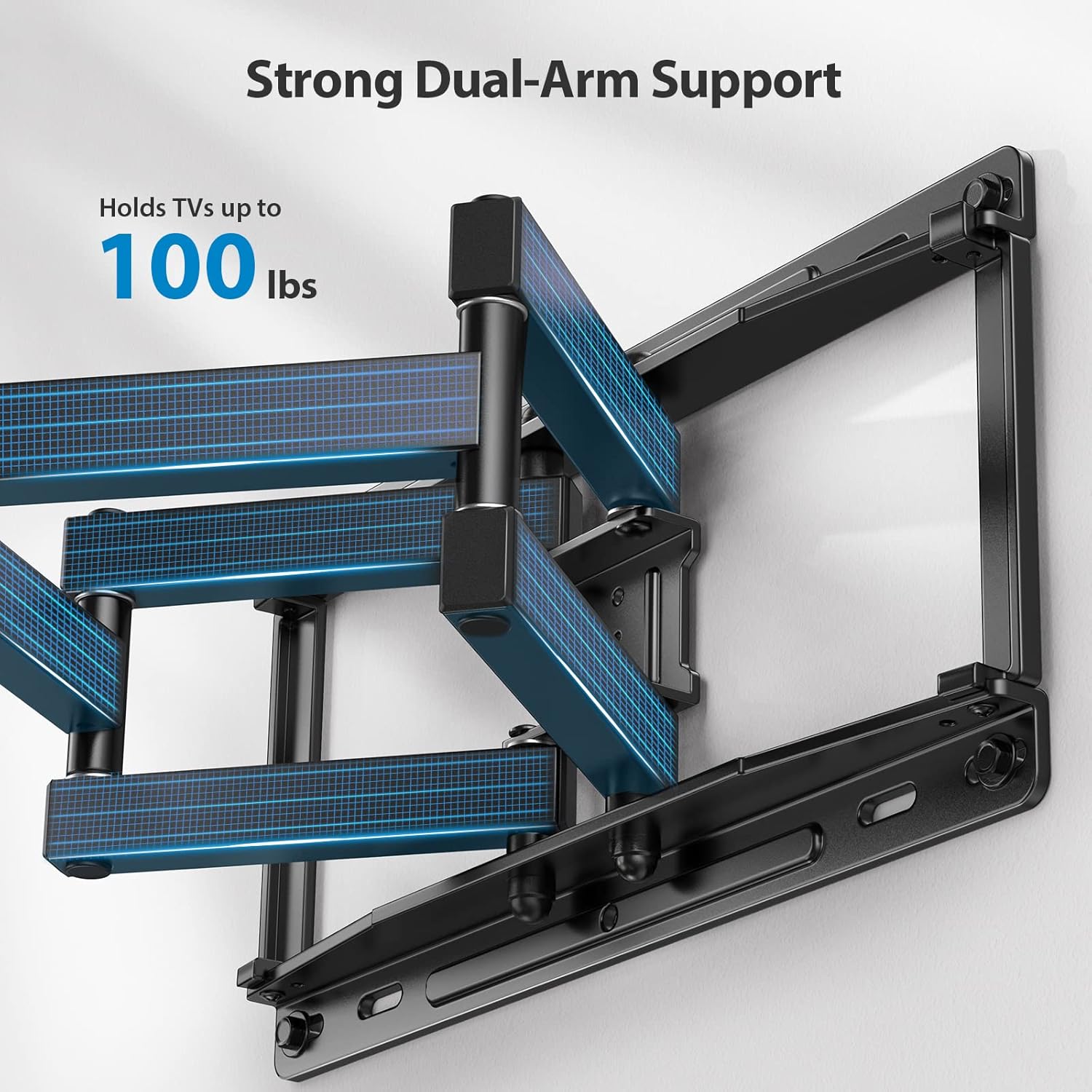 Pipishell Full Motion TV Wall Mount for Most 37-75 inch TVs up to 100 lbs, Wall Mount Bracket with Dual Articulating Arms, Swivel, Tilt, Max VESA 600x400mm, TV Mount Fits 12”/16” Wood Studs, PILF6 - PuriLite