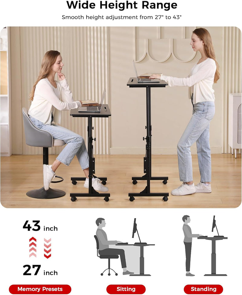 Purilite Select 32-Inch Adjustable Height Mobile Standing Desk