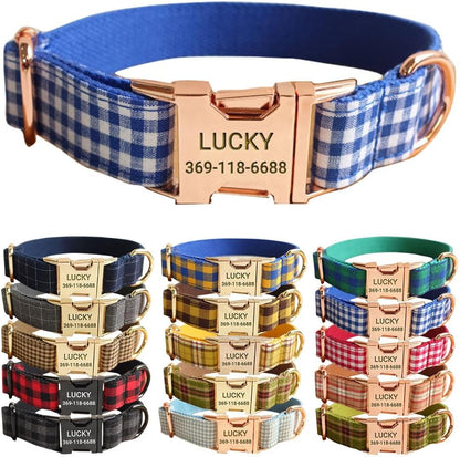 PETDURO Personalized Buffalo Plaid Dog Collar Red Black - Engraved Name and Phone Number on Black Metal Buckle - Custom for Small Medium Large Boy Girl Dogs - Add Leash Bow Tie via Customize Now