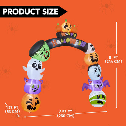 Joiedomi 8 FT Cute Halloween Inflatables Pumpkin Archway Outdoor Decoration, Archway Halloween Blow Up for Yard with Build-in LED Lights, Inflatable Arch Yard Outside Pumpkin Decor for Party, Garden