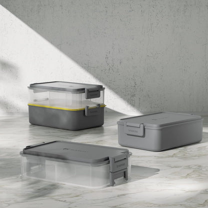 Linoroso Stackable Bento Box Adult Lunch Box | Meet All You On-The-Go Needs for Food, Salad and Snack Box, Premium Bento Lunch Box for Adults Include Utensil Set, Dressing Containers - Pale Mint