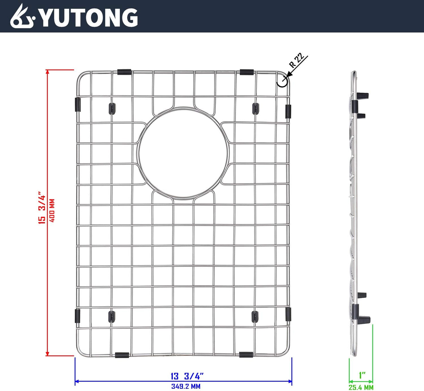 Yutong Kitchen Stainless Steel Sink Bottom Grid with Small Rounded Corner (27.5" x 15.5")
