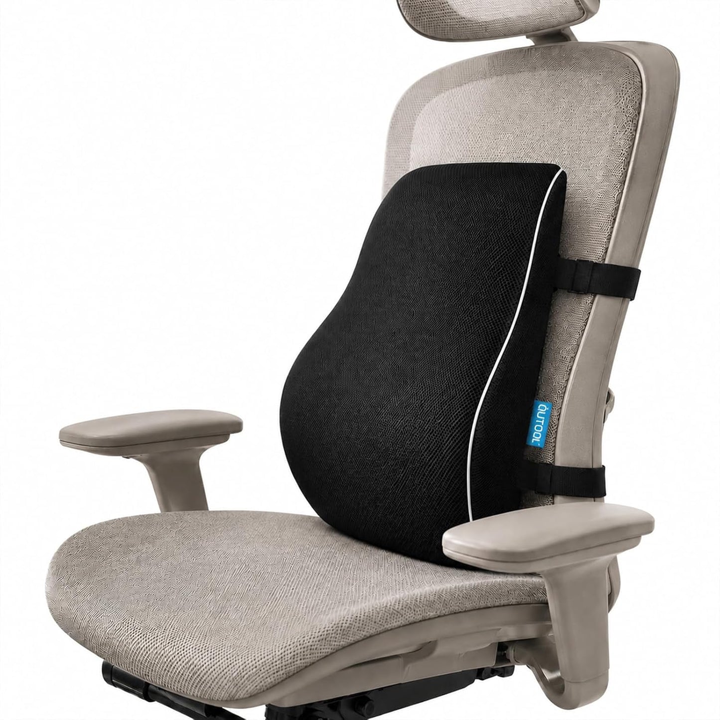 QUTOOL Lumbar Support Pillow for Office Chair, High-Density Memory Foam Back Cushion with Dual Adjustable Straps, Breathable 3D Mesh Cover, Ergonomic Back Support for Everyday Sitting