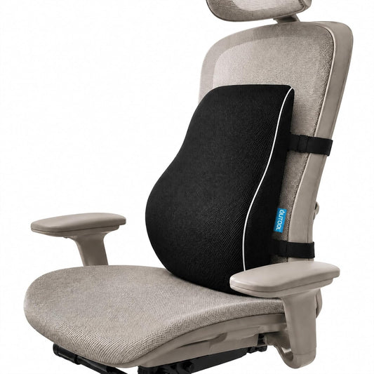 QUTOOL Lumbar Support Pillow for Office Chair, High-Density Memory Foam Back Cushion with Dual Adjustable Straps, Breathable 3D Mesh Cover, Ergonomic Back Support for Everyday Sitting