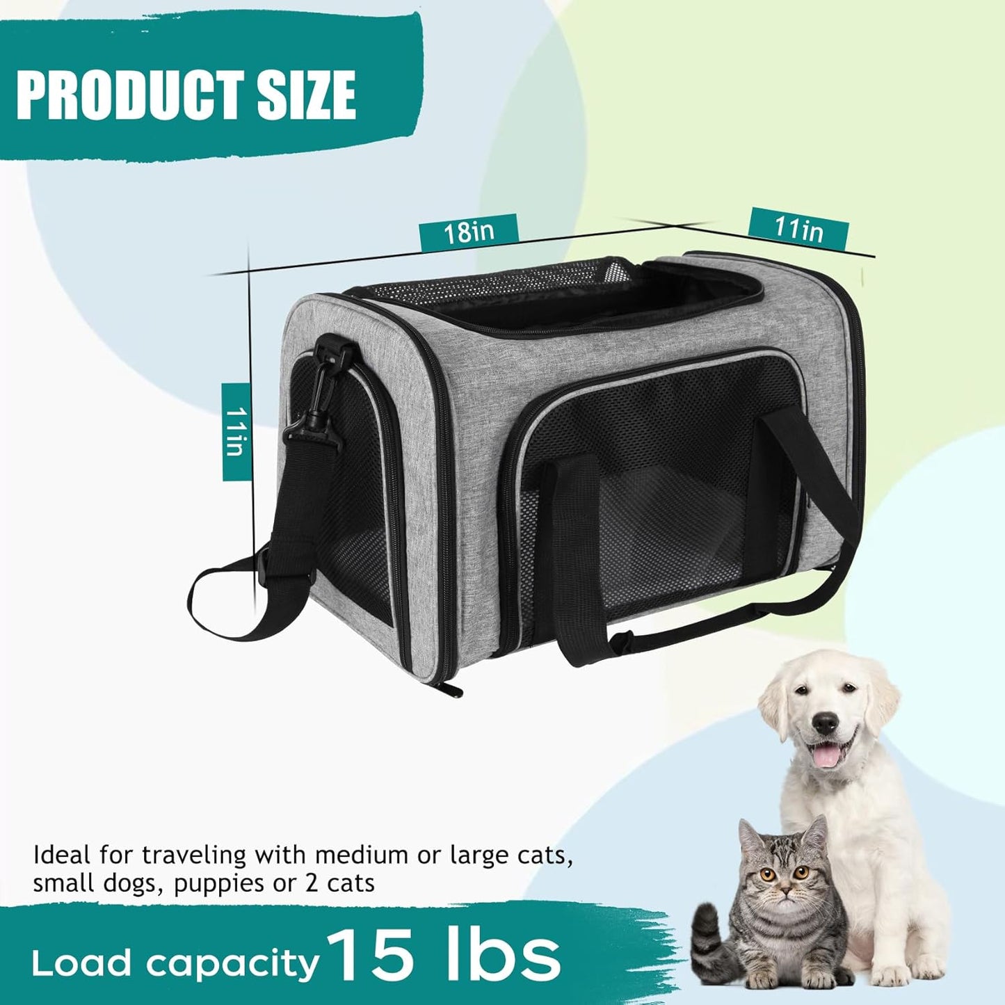 Top tasta Dog Cat Carrier Pet Carriers for Small Medium Large Cats Dogs Carrier Soft Sided Small Puppy Dog Carrier Portable Foldable Airline Approved Dog Cat Travel Carrier Grey Medium