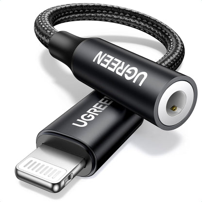 UGREEN Headphone Adapter for iPhone MFi Certified Lightning to 3.5 mm Earphone Jack Male to Female Braided Audio Aux Stereo Cable Connector Dongle for iPhone 14 13 12 SE 11 Pro Max, XS XR Plus, Gray