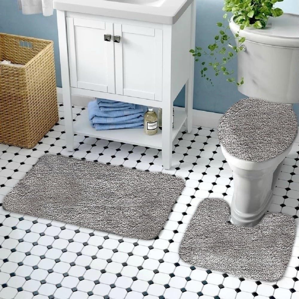 Daniel's Bath & Beyond 3 Piece Solid Luxury Bath Mat, Lime Green, (3PC Solid Luxury)