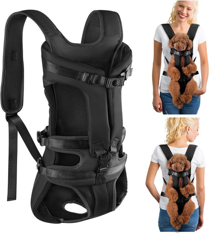 SlowTon Dog Carrier Backpack for Small Medium Dogs, Legs Out & Easy-Fit Dog Cat Puppy Front Carriers Bag for Pet Up to 35lbs, Adjustable Breathable Pet Backpack for Traveling Camping Hiking