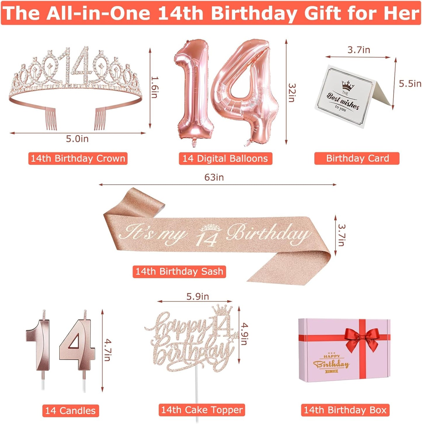 65th Birthday Decorations for Women, Including 65th Birthday Sash and Crown, Cake Topper and Candles, Number Balloons Rose Gold, 65 Year Old Gifts for Women