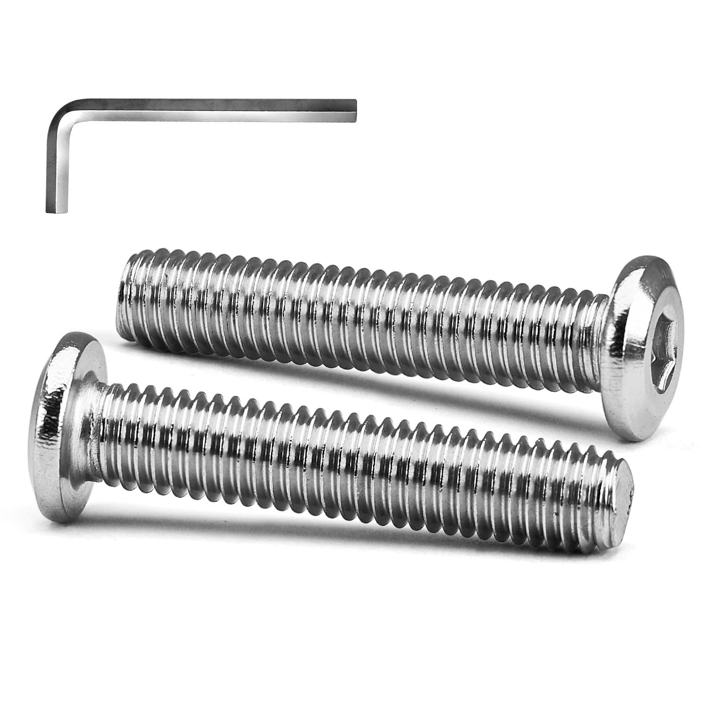 M8 x 16mm 20 PCS Flat Head Hex Socket Cap Screws Bolt, Furniture Bolts, 304 Stainless Steel 18-8, Full Thread (with Hex Spanner)