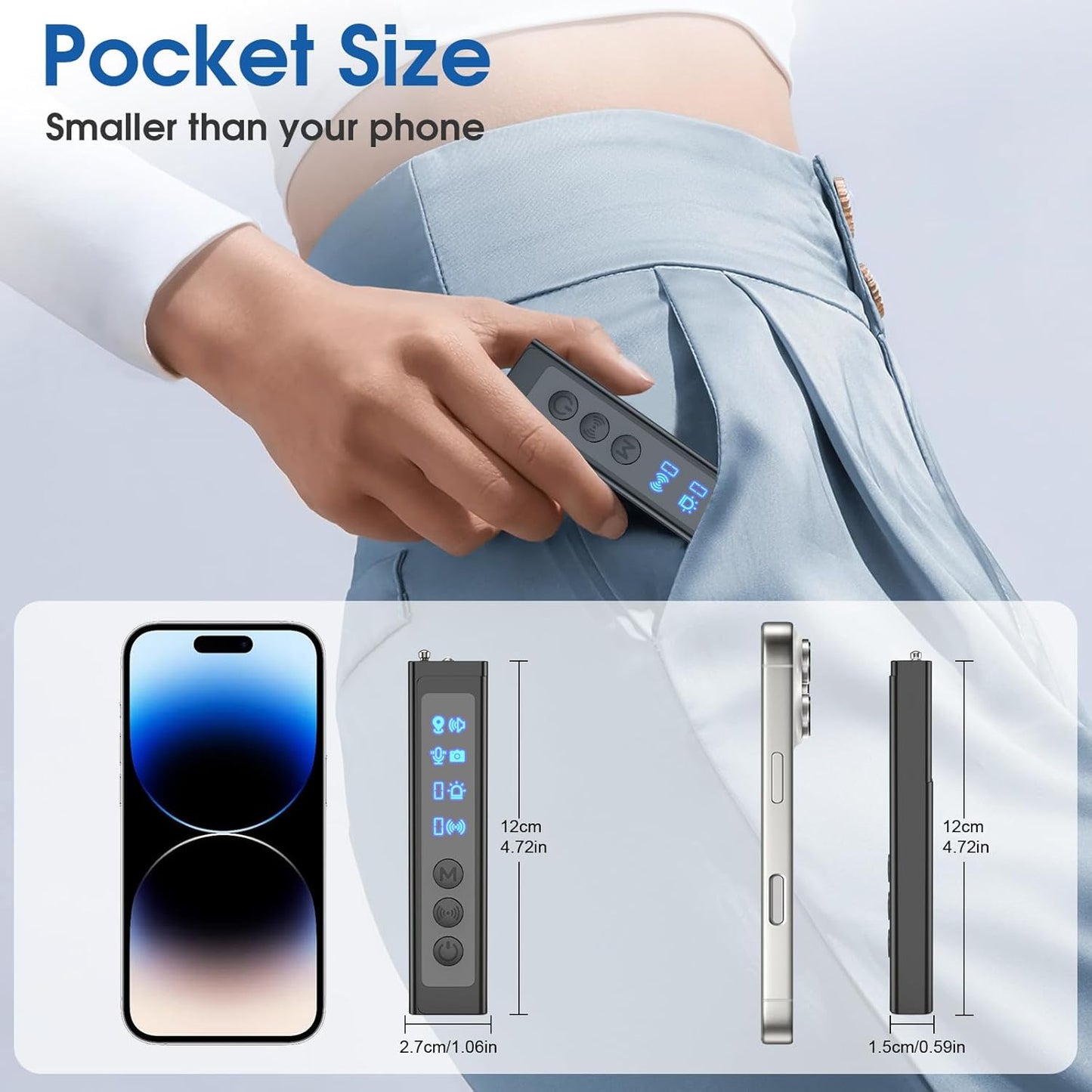 6monk Hidden Camera Detectors, Portable RF Wireless Scanner Hidden Detector, GPS Tracker Detector, 2-in-1 Camera Detector with LED Light for Bathroom, Hotel, Travel,6 Levels Sensitivity